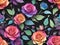 Seamless pattern with multicolored roses