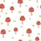 Seamless pattern with mushrooms. Autumn pattern on white background. Vector illustration.