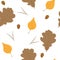 Seamless pattern Mushrooms autumn vector tree acorns autumn leaves food illustration scrapbooking wallpaper digital paper