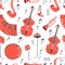 Seamless pattern with music instruments