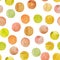 Seamless pattern of mustard watercolor dots. Hand painted Spots on a white background. Round. Isolated. Blobs of