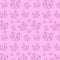 Seamless pattern of muzzles of cats purple contour on a pink background wallpaper texture vector