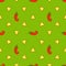 Seamless pattern with nacho chips and chili peppers on green guacamole background. Mexican food