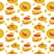 Seamless pattern with Nachos and chili pepper salsa.