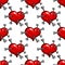 Seamless pattern of a nail studded heart