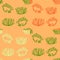 Seamless pattern with naked bushes and rabbits. Hand drawn grunge ink background. Vector illustration.