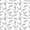 Seamless pattern with narwhals. Black and white nursery background.