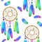 Seamless pattern with native Indian-American dream catcher.