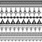 Seamless pattern with native zigzag ornaments. Hand drawn ethnic aztec border. Black contour on white background. Can be used for