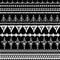 Seamless pattern with native zigzag ornaments. Hand drawn ethnic aztec border. White contour Black on background. Vector