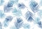 Seamless pattern natural blue palm leaves stamp on white  background, foliage vector, illustration