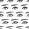 Seamless pattern with Natural set. Vector flat style with hand drawn lashes and brow.