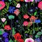 Seamless pattern of neon garden flowers,seamless floral pattern