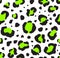 Seamless pattern of neon green leopard fur print