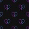 Seamless pattern with neon heart with genderqueer symbol on black background