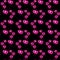 Seamless pattern with neon icons of pink hearts on black background. Valentines Day, love, romance, wedding concept