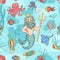 Seamless pattern with Neptune