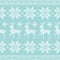 Seamless Pattern Norwegian Style Embroidery Reindeers Lines Turquoise White