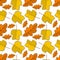 Seamless pattern with oak and tulip poplar leaves