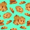 Seamless pattern with oatmeal cookies
