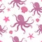 Seamless pattern octopuses shells starfish vector illustration