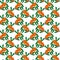 Seamless pattern od branch of sea-buckthorn on white background. Vector