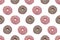 Seamless Pattern ofPink and Chocolate glazed Donuts