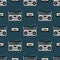 Seamless pattern with old boomboxes and tape cassettes. Vintage music print. Retro vector illustration.
