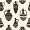 Seamless pattern with old pitchers