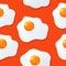 Seamless pattern with omelette and eggs