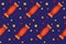 Seamless pattern with orange candies with dots on dark board. Halloween illustration. Trendy hand drawn design for