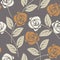 Seamless pattern with orange and ivory roses
