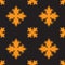 Seamless pattern of orange knight lilies on a black background. Vector image