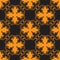 Seamless pattern of orange knight lilies on a black background. Vector image