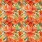 Seamless pattern of orange lilies, watercolor
