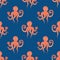 Seamless Pattern with Orange Octopus
