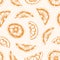 Seamless pattern with orange slices and sections. Endless repeatable fruity design for printing. Hand-drawn detailed