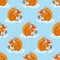 Seamless pattern with orange squirrel.