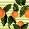 Seamless pattern with oranges and orange tree leaves