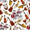 Seamless pattern of orchestra musical instruments