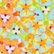 Seamless pattern with Orchidea Dendrobium continuous blue, orange. vector illustration