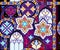 Seamless pattern ornament. Fantasy stain glass decoration. Abstract background with beautiful medieval gothic windows. Luxury