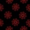 Seamless pattern of ornate mandalas in red on a black background, abstract round curls for design