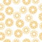 Seamless pattern of ornate orange mandalas on a white background, abstract round curls for design