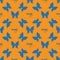 Seamless pattern with outline blue butterflies