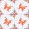 Seamless pattern, outline colorful butterflies