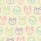 Seamless pattern with outlined farm animals