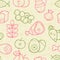 Seamless pattern with outlined food signs