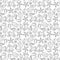 Seamless pattern of outlines various cartoon sea creatures