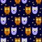 Seamless pattern owls, couple